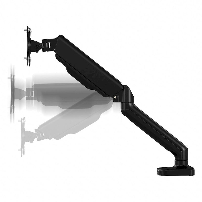 Support d'écran réglable avec ports USB et audio, écran simple, noir satiné