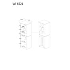 Meuble de rangement de cuisine bicolore en bois blanc et wengé avec porte vitrée