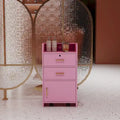 Meuble de rangement de salon rose et noir à tiroirs et porte verrouillable