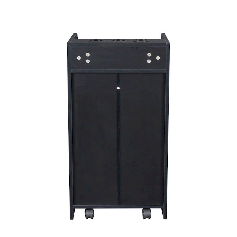 Meuble de rangement de salon rose et noir à tiroirs et porte verrouillable