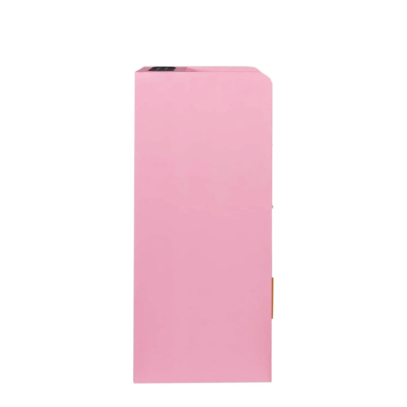 Meuble de rangement de salon rose et noir à tiroirs et porte verrouillable