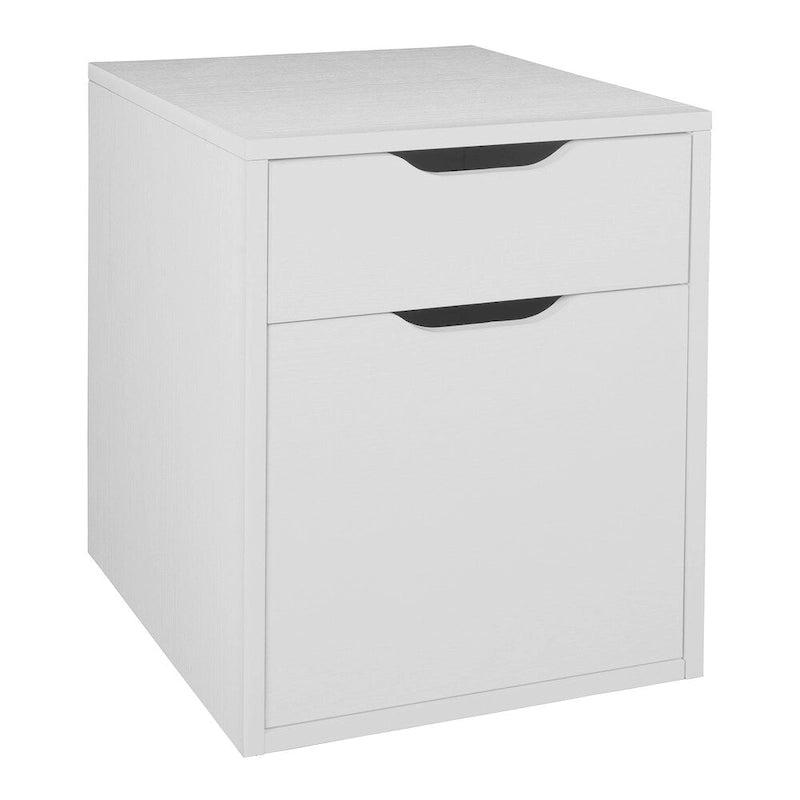 Meuble de rangement à roulettes autoportant avec 2 tiroirs pour dossiers suspendus, finition stratifiée Truffle