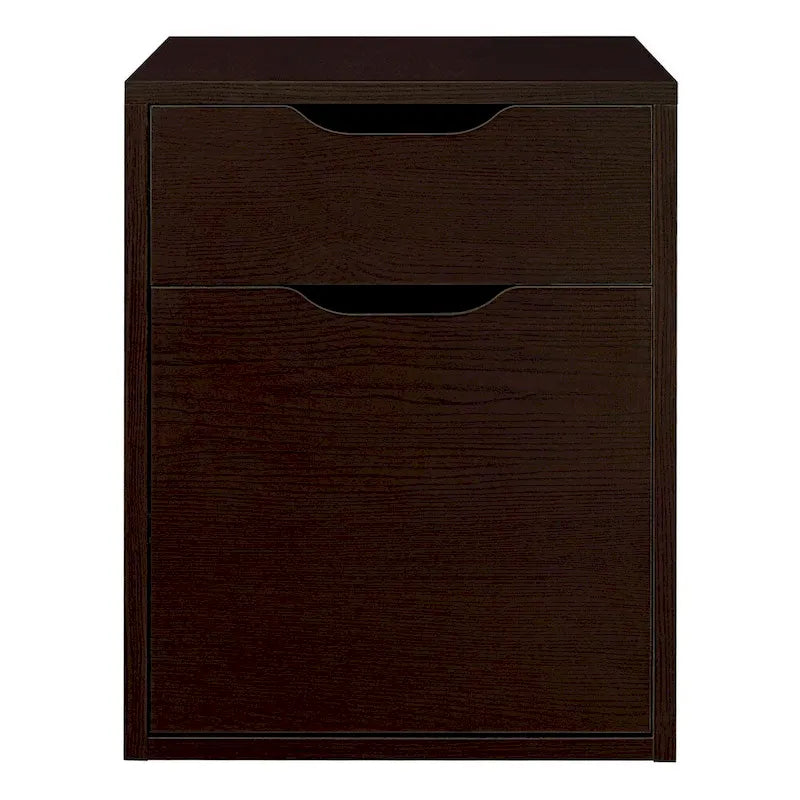 Meuble de rangement à roulettes autoportant avec 2 tiroirs pour dossiers suspendus, finition stratifiée Truffle
