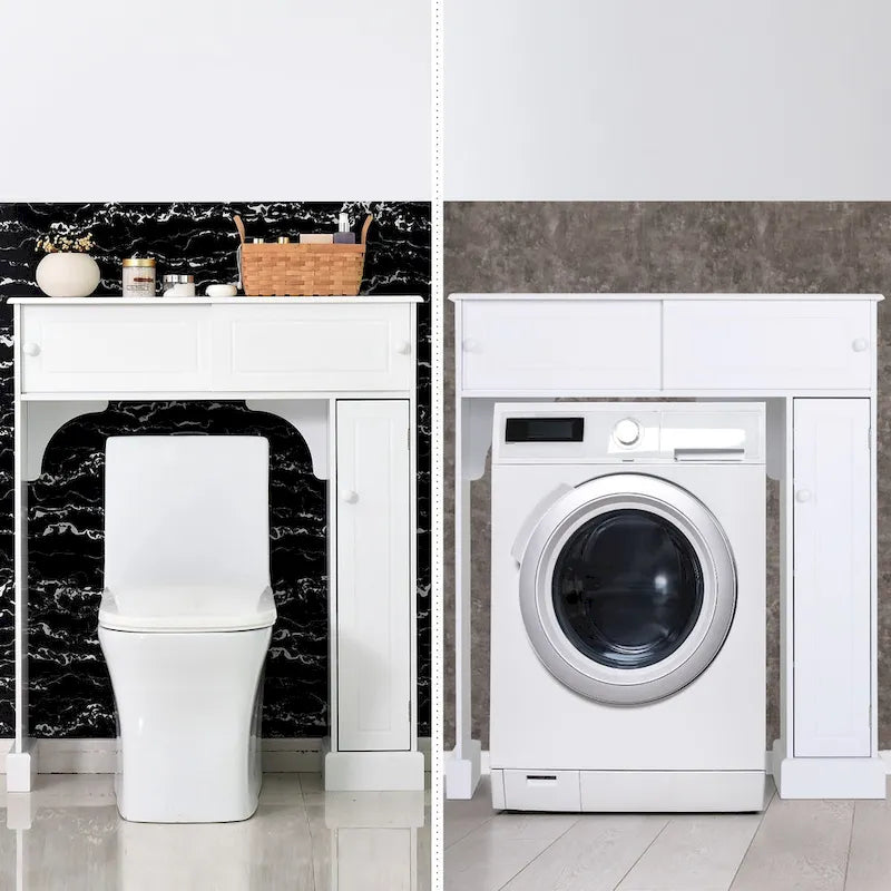 Meuble de rangement de salle de bain autoportant au-dessus des toilettes avec étagères ouvertes Blanc