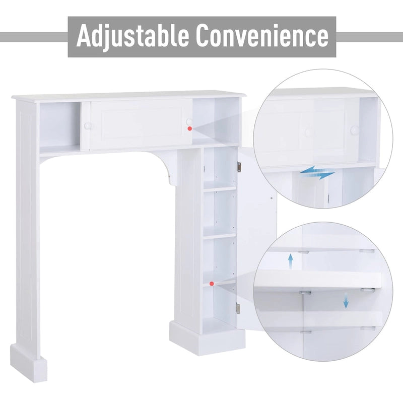 Meuble de rangement de salle de bain autoportant au-dessus des toilettes avec étagères ouvertes Blanc