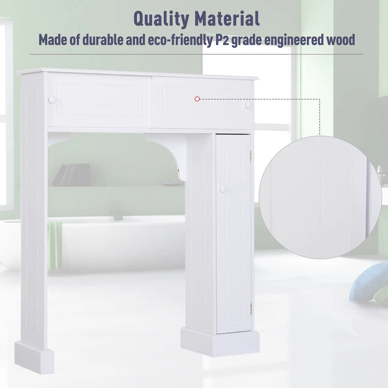 Meuble de rangement de salle de bain autoportant au-dessus des toilettes avec étagères ouvertes Blanc