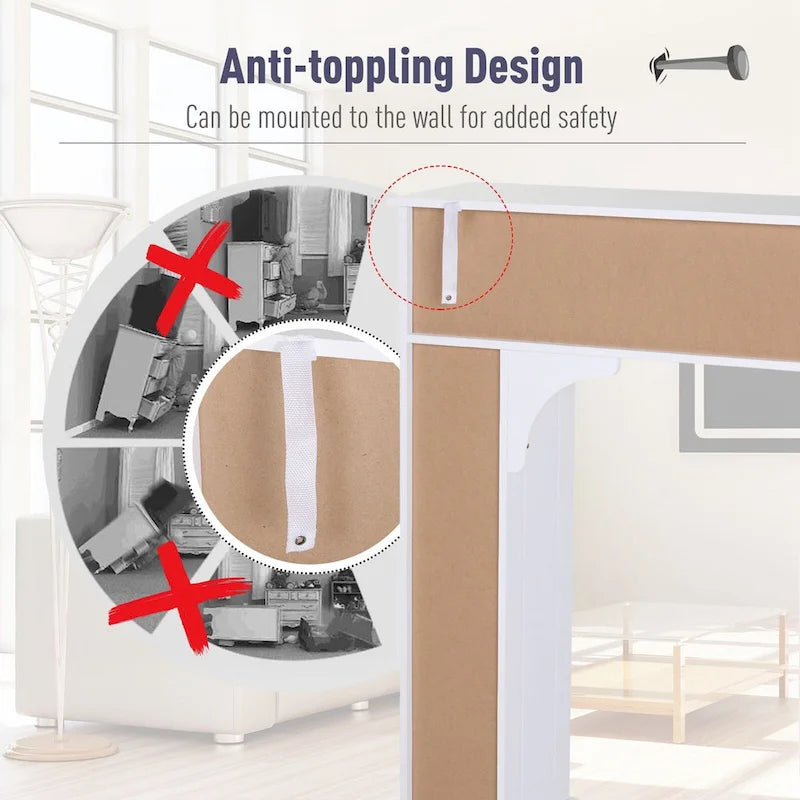 Meuble de rangement de salle de bain autoportant au-dessus des toilettes avec étagères ouvertes Blanc