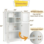 Meuble de rangement de salle de bain sur pied avec portes en verre dépoli, Gris