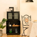 Meuble de rangement de salle de bain sur pied avec portes en verre dépoli, Gris