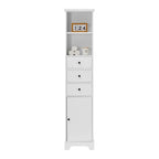 Meuble de rangement de salle de bain autoportant blanc haut avec tiroirs et étagère réglable