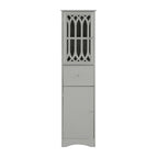 Meuble de Rangement Haut Autoportant pour Salle de Bain avec Porte à Treillis et Tiroir