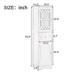 Meuble de Rangement Haut Autoportant pour Salle de Bain avec Porte à Treillis et Tiroir