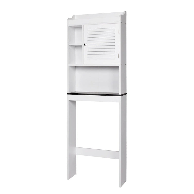 Meuble de rangement WC en bambou avec portes et étagères ouvertes autoportant naturel