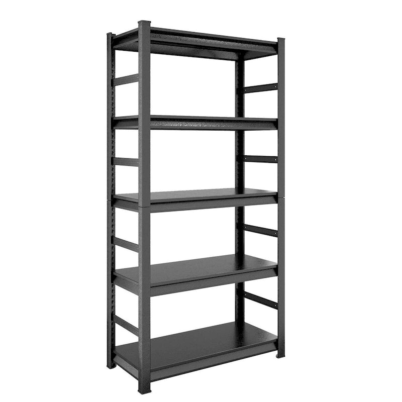 Étagère de rangement métallique noire robuste à 5 niveaux pour garage, réglable