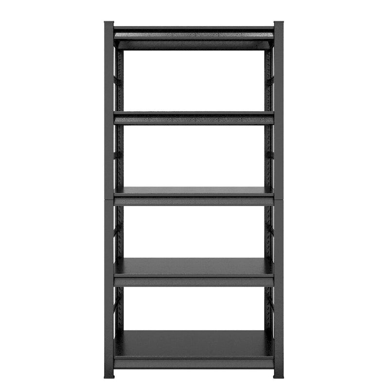 Étagère de rangement métallique noire robuste à 5 niveaux pour garage, réglable