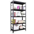Étagère de rangement métallique noire robuste à 5 niveaux pour garage, réglable