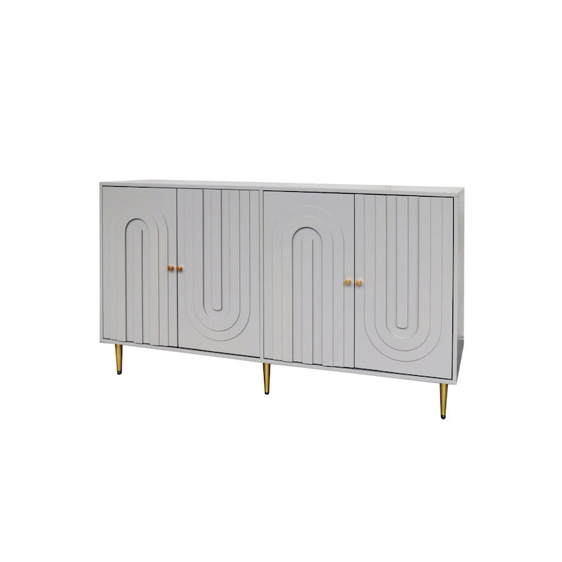 Buffet à 4 portes avec panneaux arqués et pieds dorés