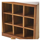 Meuble à vin moderne mi-siècle en bois d'acacia avec étagères de rangement, Noyer Brun