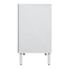Meuble de rangement blanc à 2 portes avec panneau rainuré et pieds cylindriques