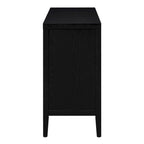 Bahut rétro noir à 4 portes avec motifs circulaires rainurés