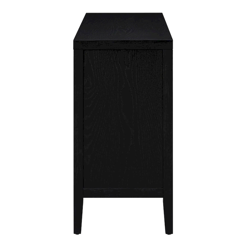 Bahut rétro noir à 4 portes avec motifs circulaires rainurés