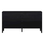 Bahut rétro noir à 4 portes avec motifs circulaires rainurés