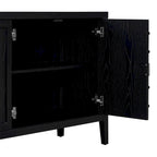 Bahut rétro noir à 4 portes avec motifs circulaires rainurés