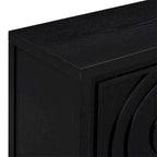 Bahut rétro noir à 4 portes avec motifs circulaires rainurés