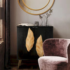 Buffet bas/bahut 2 portes avec détails en feuille d'or antique Étagère de rangement marron foncé
