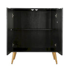 Buffet bas/bahut 2 portes avec détails en feuille d'or antique Étagère de rangement marron foncé