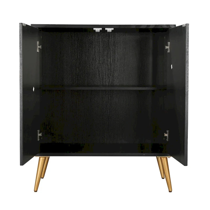 Buffet bas/bahut 2 portes avec détails en feuille d'or antique Étagère de rangement marron foncé