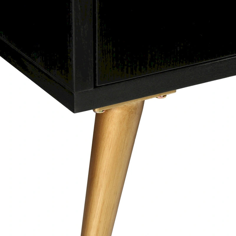 Buffet bas/bahut 2 portes avec détails en feuille d'or antique Étagère de rangement marron foncé