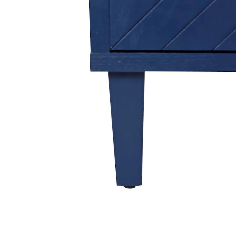 Meuble de rangement 4 portes avec tiroirs et poignées dorées, Bleu, Champagne, Bleu marine