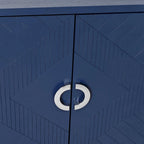 Meuble de rangement 4 portes avec tiroirs et poignées dorées, Bleu, Champagne, Bleu marine