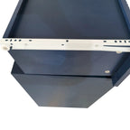 Meuble de rangement 4 portes avec tiroirs et poignées dorées, Bleu, Champagne, Bleu marine