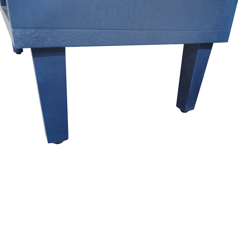 Meuble de rangement 4 portes avec tiroirs et poignées dorées, Bleu, Champagne, Bleu marine