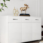 Bahut de rangement blanc avec 3 tiroirs et 3 portes