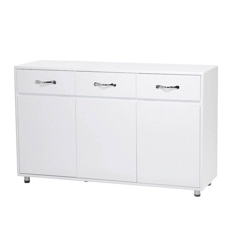 Bahut de rangement blanc avec 3 tiroirs et 3 portes