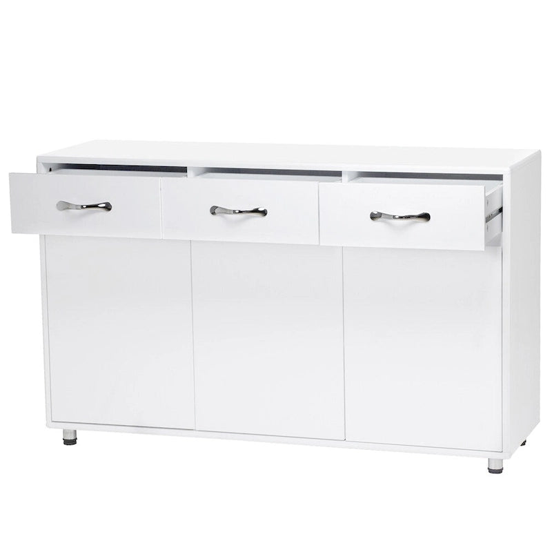 Bahut de rangement blanc avec 3 tiroirs et 3 portes