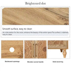 Buffet en Bois Naturel Sculpté de Fleurs à 4 Portes avec Rangement, Finition Naturelle
