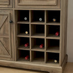 Buffet de ferme rustique avec casier à vin 2 tiroirs marron clair