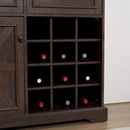 Buffet de ferme rustique avec casier à vin 2 tiroirs marron clair