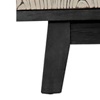 Buffet vintage 4 portes noir et blanc avec motifs de veines de bois sculptées en relief