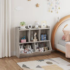 Meuble de rangement pour jouets d'enfants en bois gris avec 5 étagères ouvertes