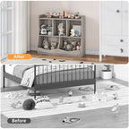 Meuble de rangement pour jouets d'enfants en bois gris avec 5 étagères ouvertes