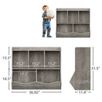 Meuble de rangement pour jouets d'enfants en bois gris avec 5 étagères ouvertes