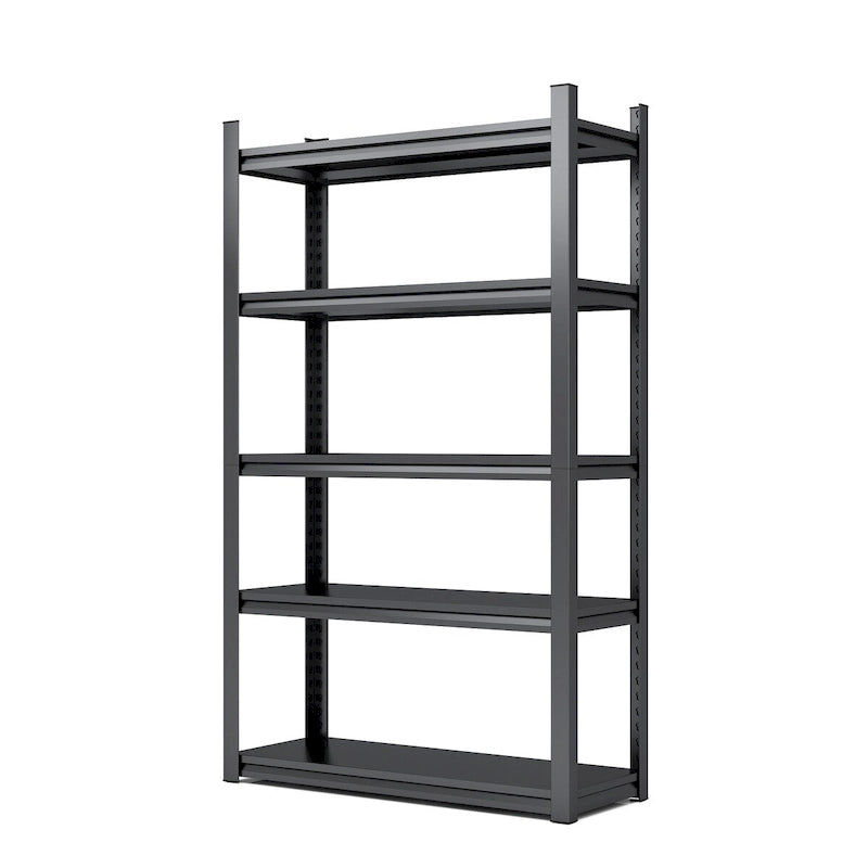 Étagère de rangement métallique robuste à 5 niveaux, réglable, en acier noir/gris