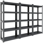 Étagère de rangement métallique robuste à 5 niveaux, réglable, en acier noir/gris