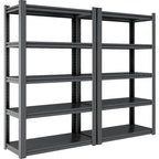 Étagère de rangement métallique robuste à 5 niveaux, réglable, en acier noir/gris