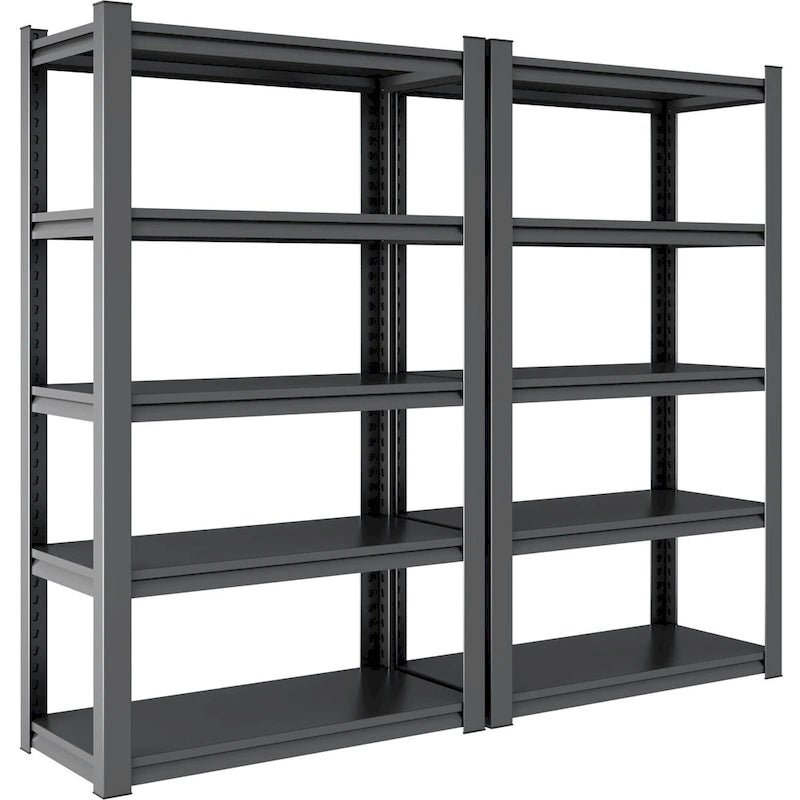 Étagère de rangement métallique robuste à 5 niveaux, réglable, en acier noir/gris